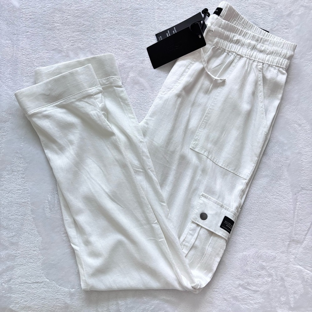 SILVER JEANS Charlotte High Waisted Straight Leg White Cargo Jogger--NWT--L - Picture 13 of 16